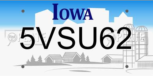 5VSU62 Iowa License Plate