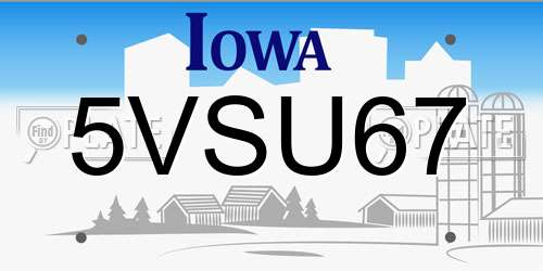 5VSU67 Iowa License Plate