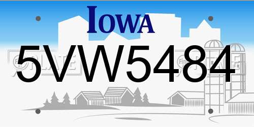 5VW5484 Iowa License Plate