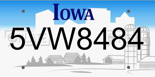 5VW8484 Iowa License Plate