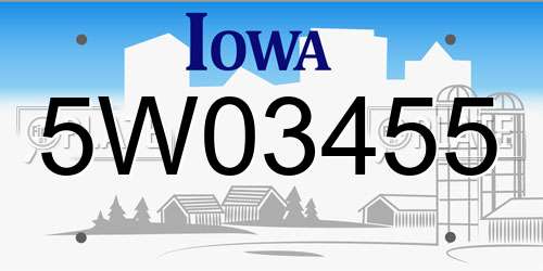 5W03455 Iowa License Plate