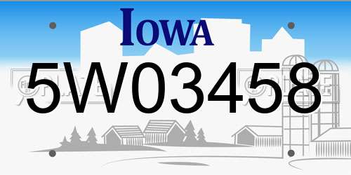 5W03458 Iowa License Plate