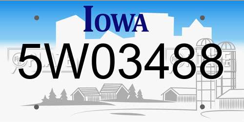5W03488 Iowa License Plate