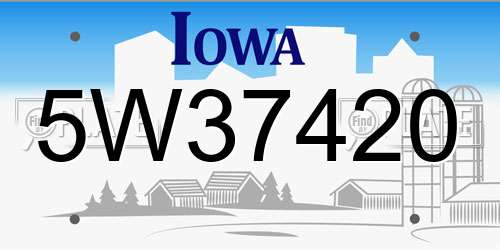 5W37420 Iowa License Plate