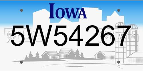 5W54267 Iowa License Plate