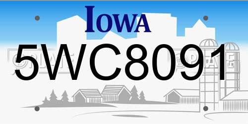 5WC8091 Iowa License Plate