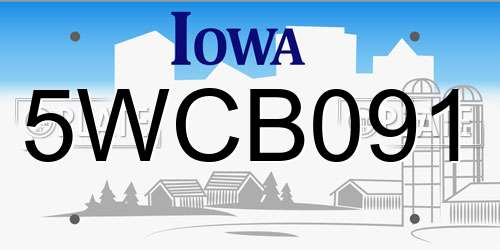5WCB091 Iowa License Plate