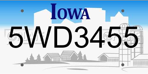 5WD3455 Iowa License Plate