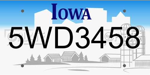 5WD3458 Iowa License Plate