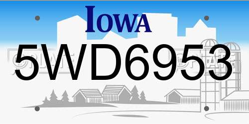5WD6953 Iowa License Plate