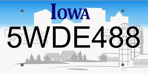 5WDE488 Iowa License Plate
