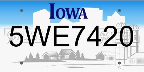 5WE7420 Iowa License Plate