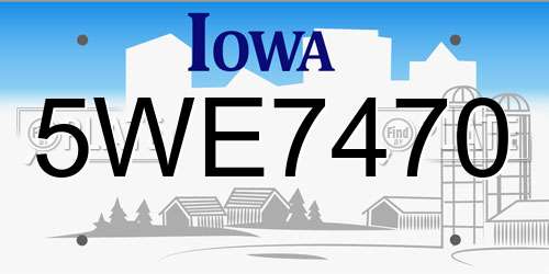 5WE7470 Iowa License Plate