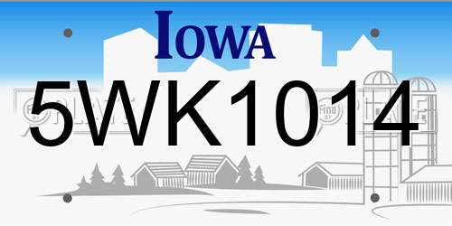 5WK1014 Iowa License Plate