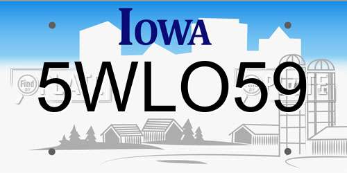 5WLO59 Iowa License Plate
