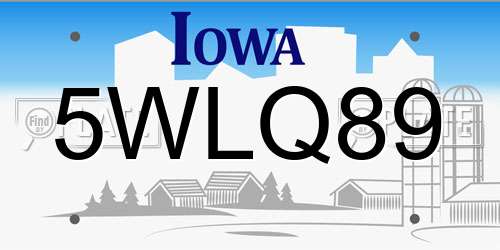 5WLQ89 Iowa License Plate