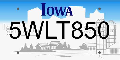 5WLT850 Iowa License Plate