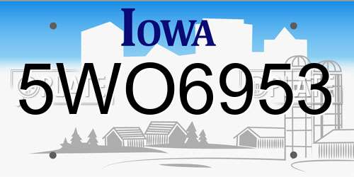 5WO6953 Iowa License Plate