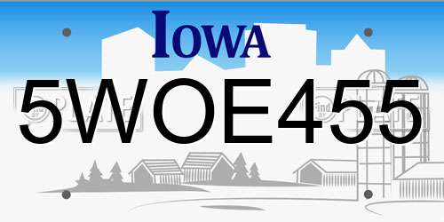 5WOE455 Iowa License Plate