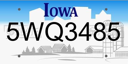 5WQ3485 Iowa License Plate