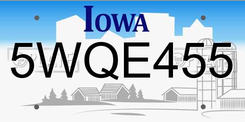 5WQE455 Iowa License Plate