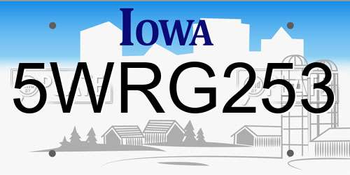 5WRG253 Iowa License Plate
