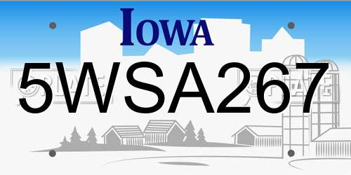 5WSA267 Iowa License Plate