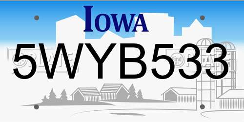 5WYB533 Iowa License Plate