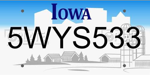 5WYS533 Iowa License Plate