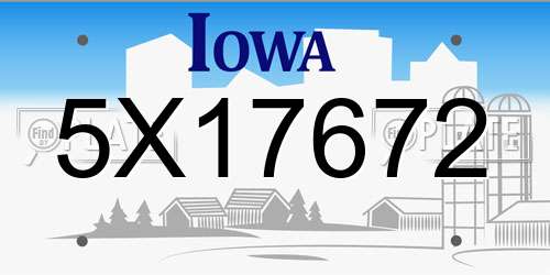 5X17672 Iowa License Plate