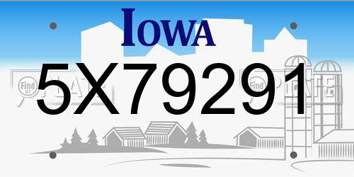 5X79291 Iowa License Plate
