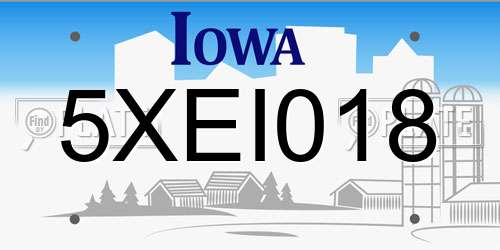 5XEI018 Iowa License Plate