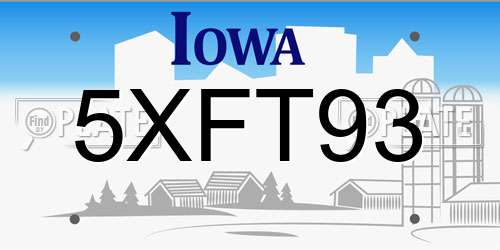 5XFT93 Iowa License Plate