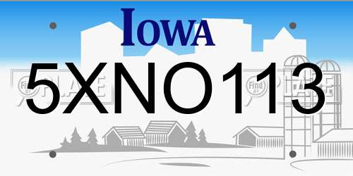 5XNO113 Iowa License Plate