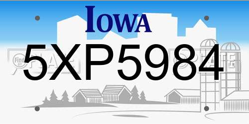 5XP5984 Iowa License Plate