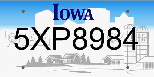 5XP8984 Iowa License Plate