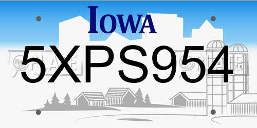 5XPS954 Iowa License Plate
