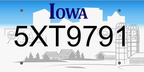 5XT9791 Iowa License Plate