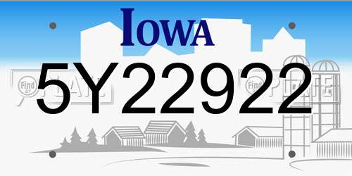 5Y22922 Iowa License Plate