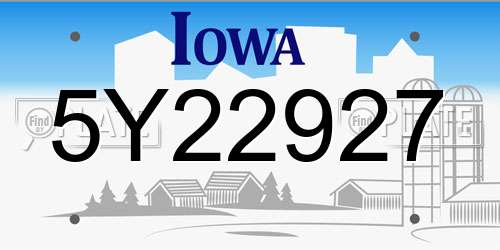 5Y22927 Iowa License Plate