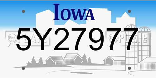 5Y27977 Iowa License Plate