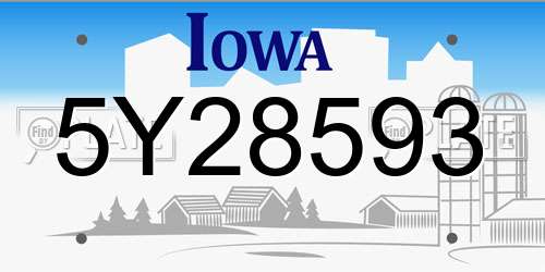 5Y28593 Iowa License Plate
