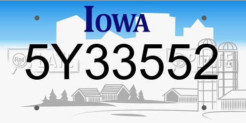 5Y33552 Iowa License Plate