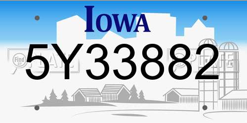 5Y33882 Iowa License Plate