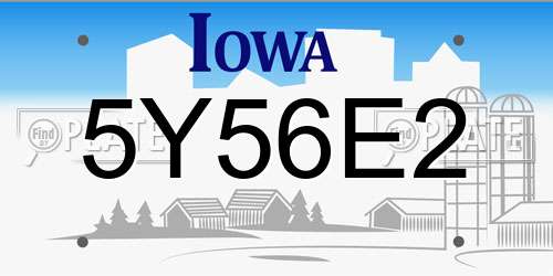 5Y56E2 Iowa License Plate