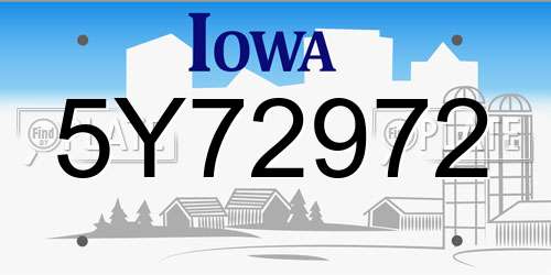 5Y72972 Iowa License Plate
