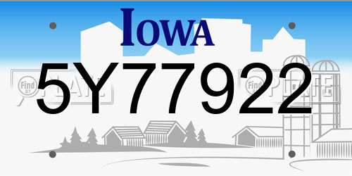 5Y77922 Iowa License Plate