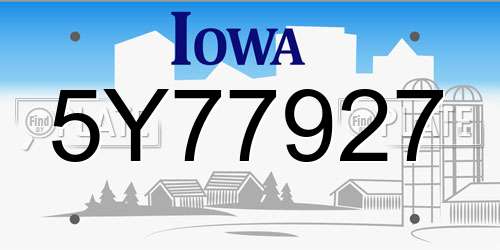 5Y77927 Iowa License Plate
