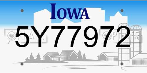 5Y77972 Iowa License Plate
