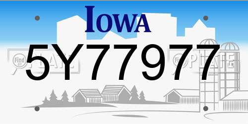 5Y77977 Iowa License Plate